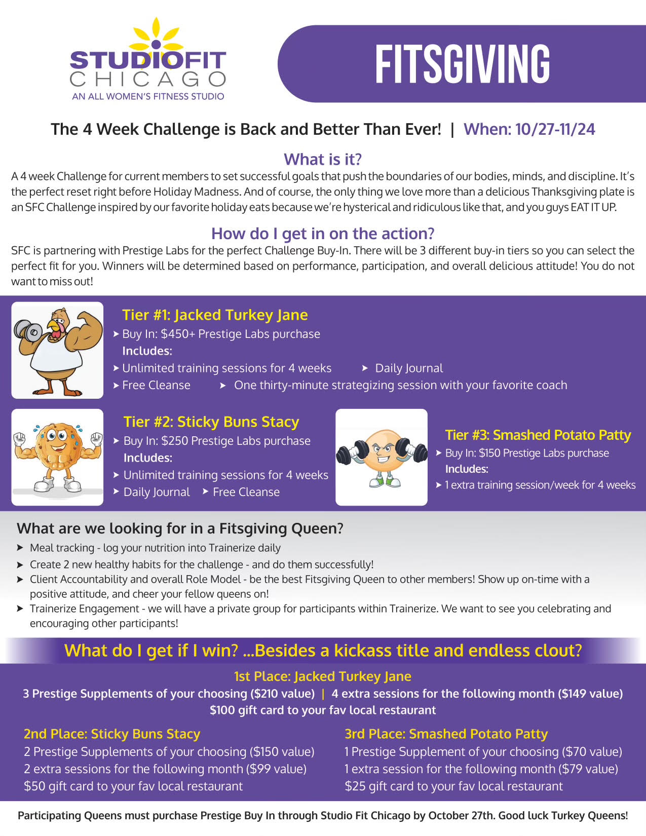 4 week fitness challenge flyer for studio fit chicago and Prestige labs