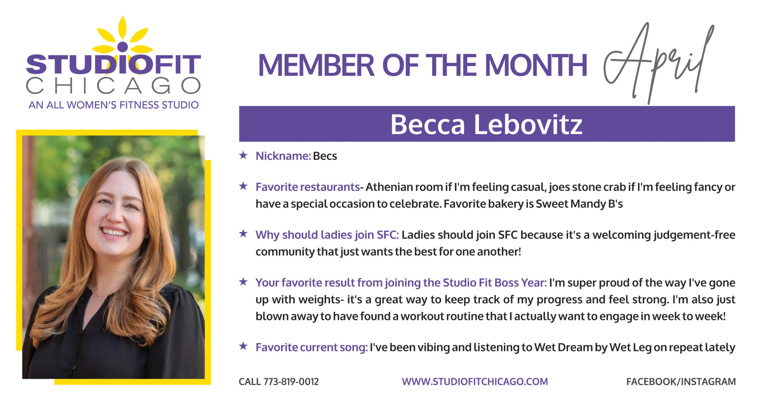 Becca Lebovitz - April Member Of The Month April Member Of The Month