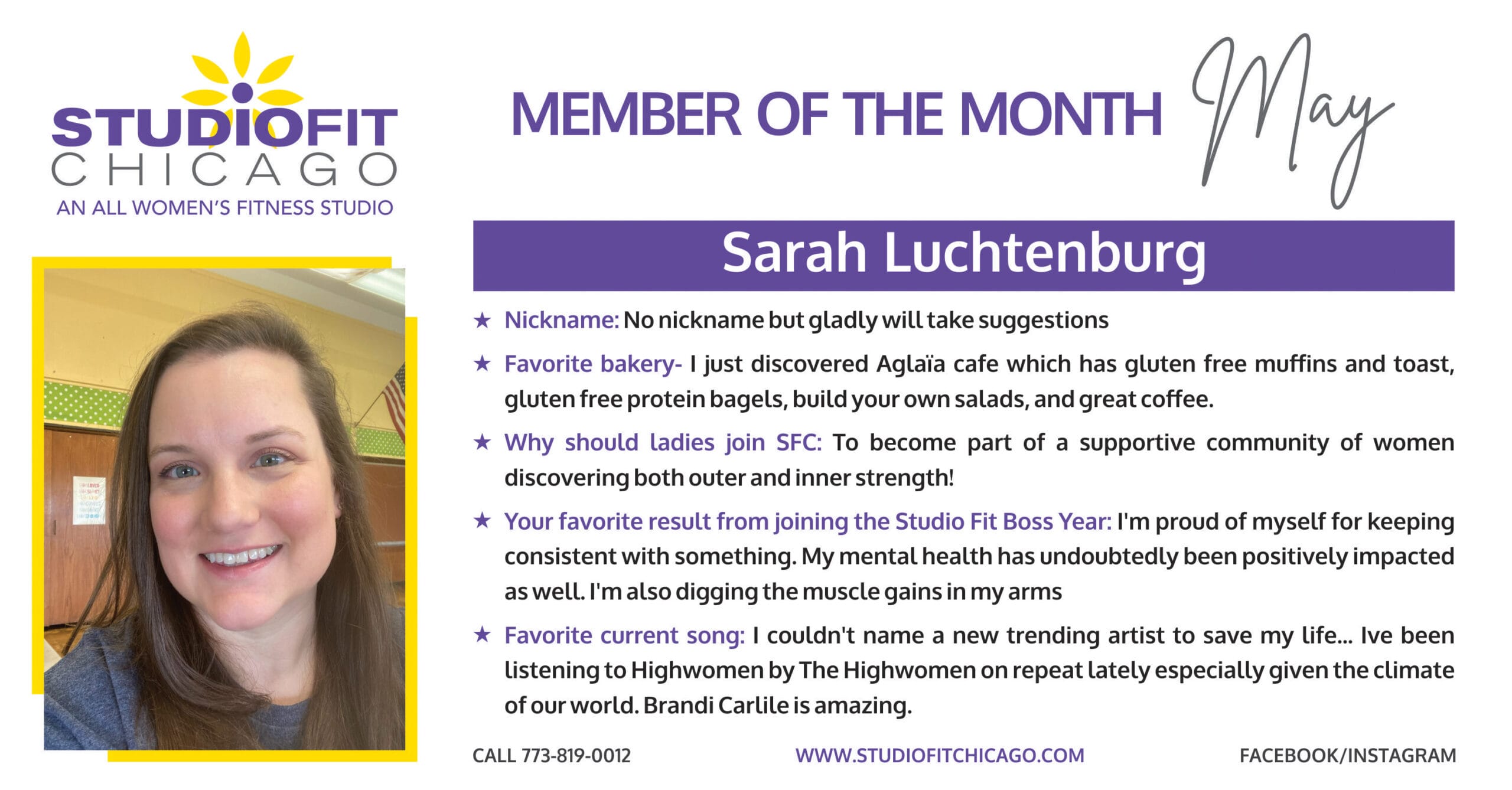 Sarah Luchtenburg - May Member Of The Month Sarah Luchtenburg