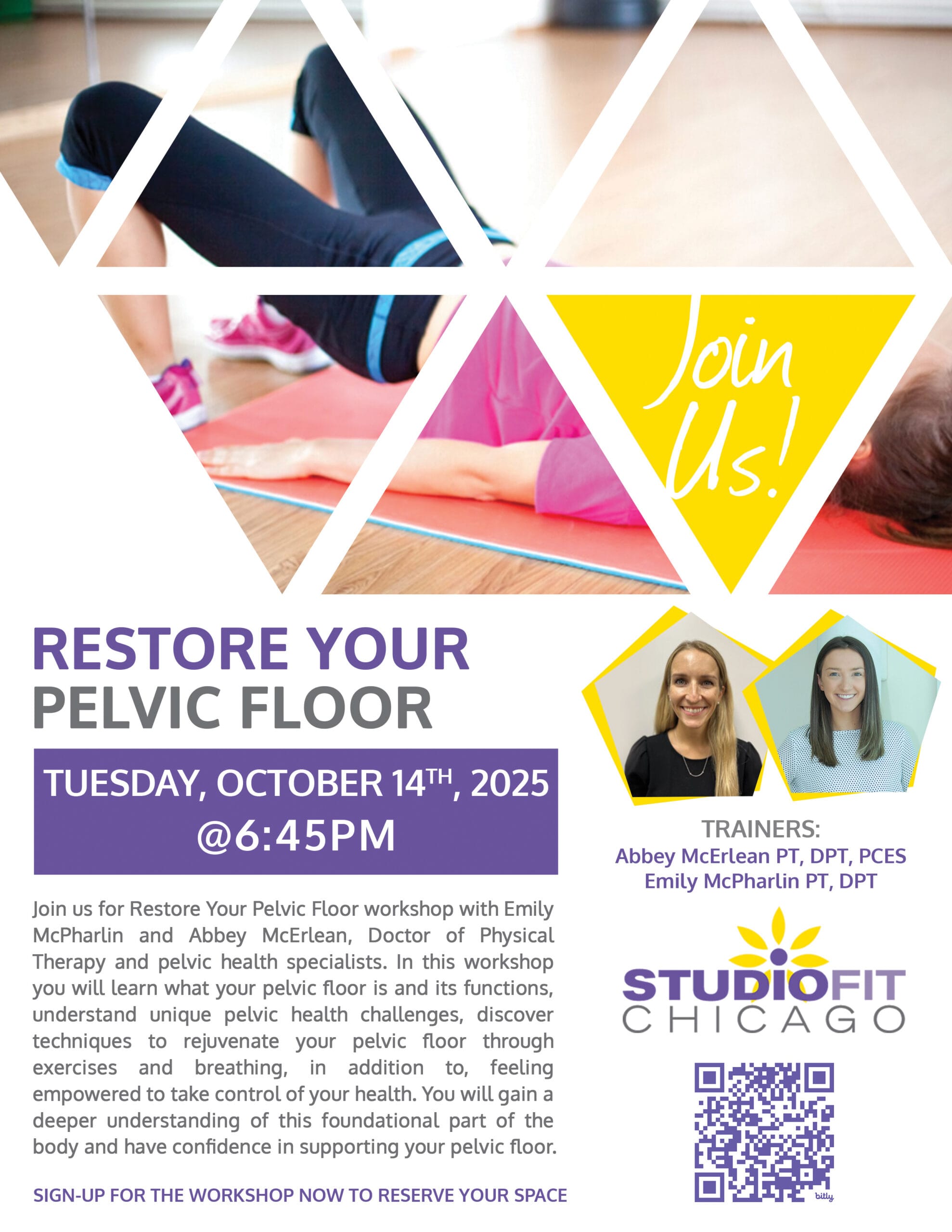 Restore Your Pelvic Floor Workshop With Studio Fit Chicago.
