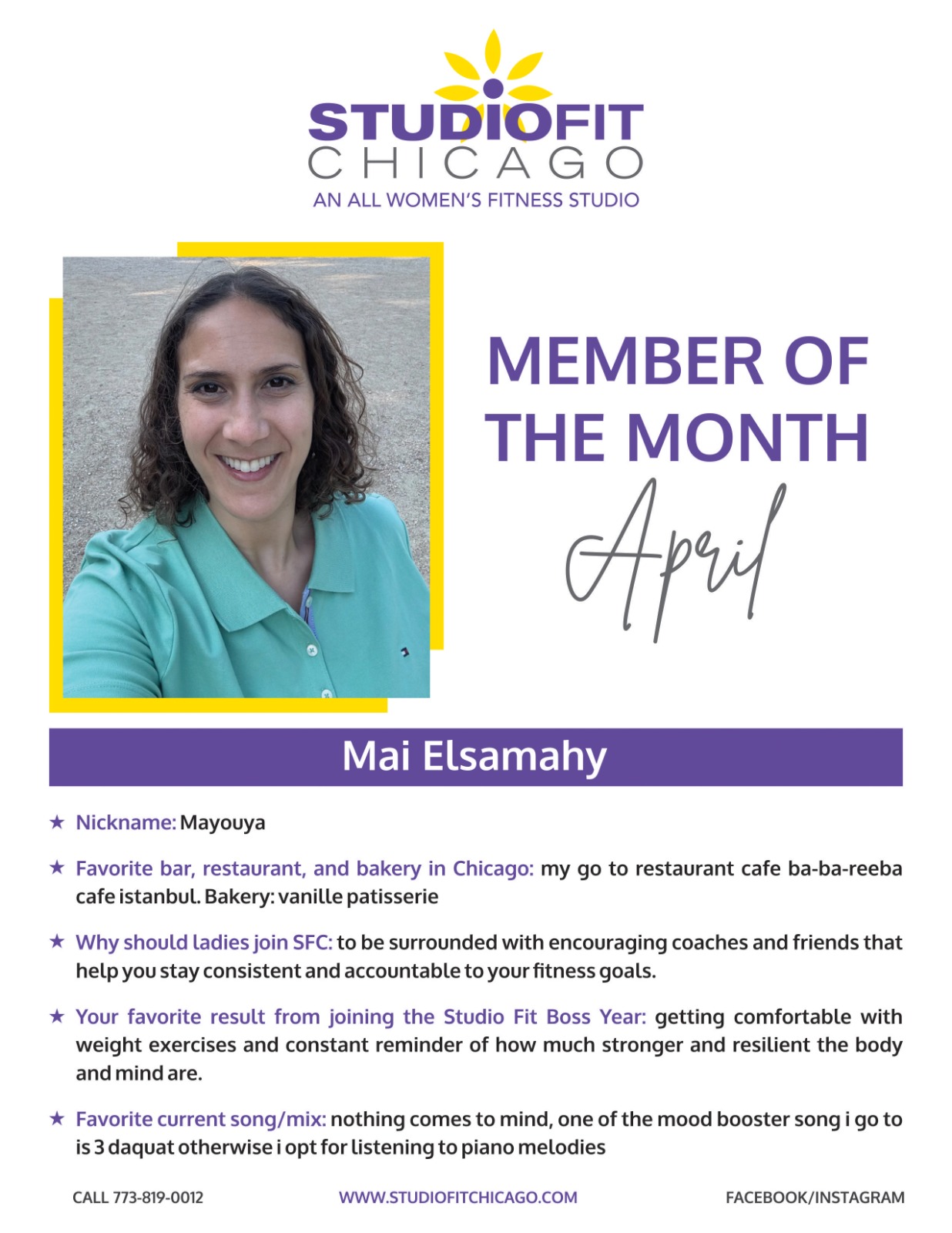 Mai Elsamahy: Studio Fit Chicago'S April 2026 Member Spotlight | Women'S Fitness Success Story