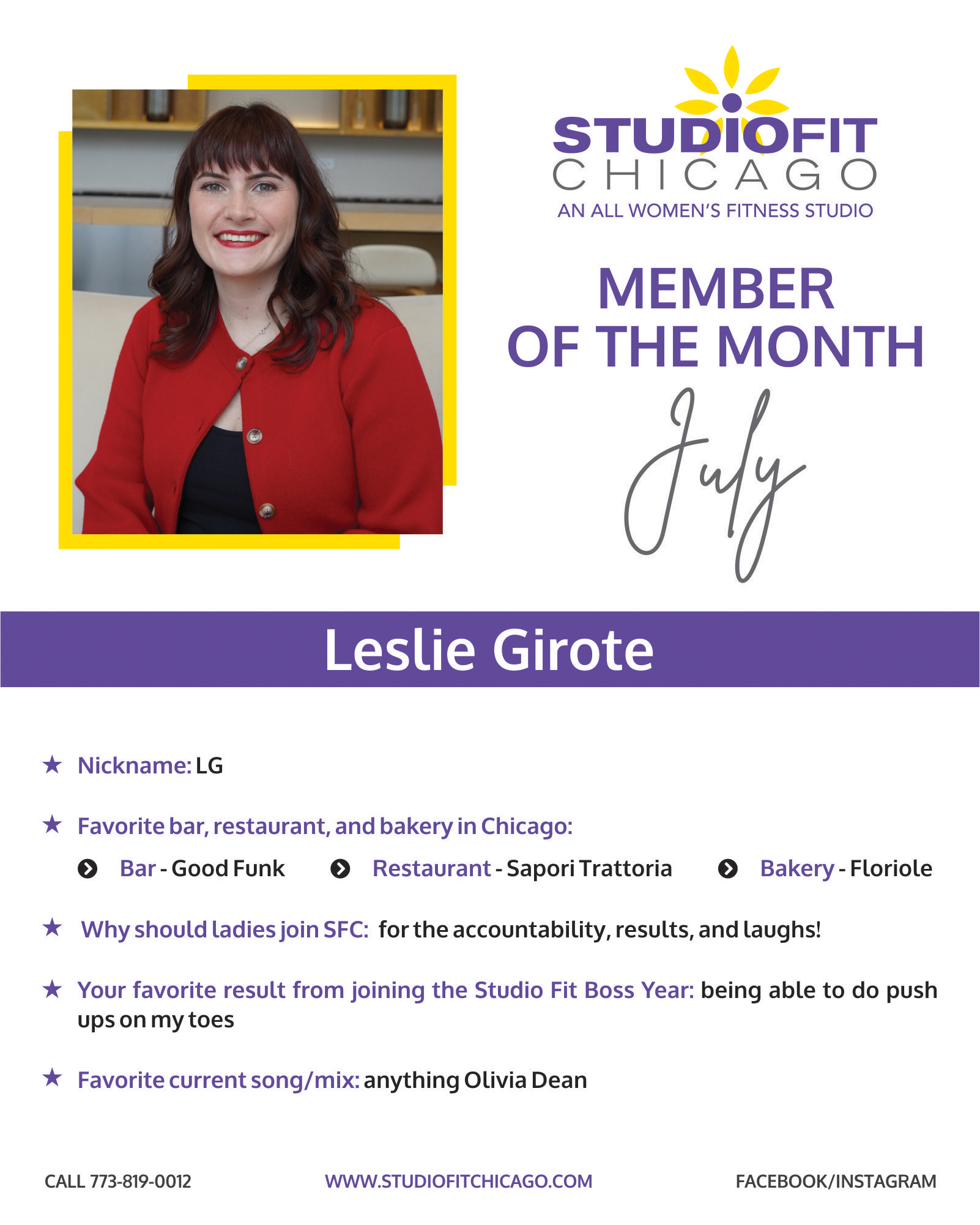 Leslie Girote': Studio Fit Chicago'S July Star | Member Of The Month Leslie Girote Studio Fit Chicago July 2026